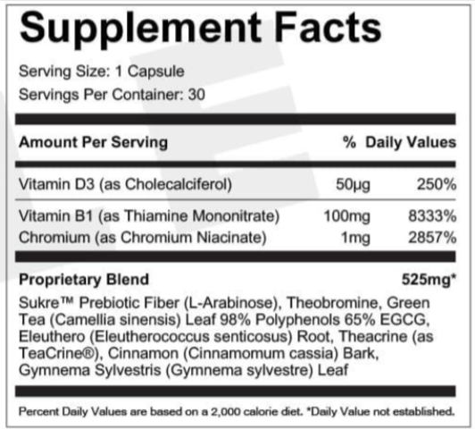 Gluco6 Supplement Fact